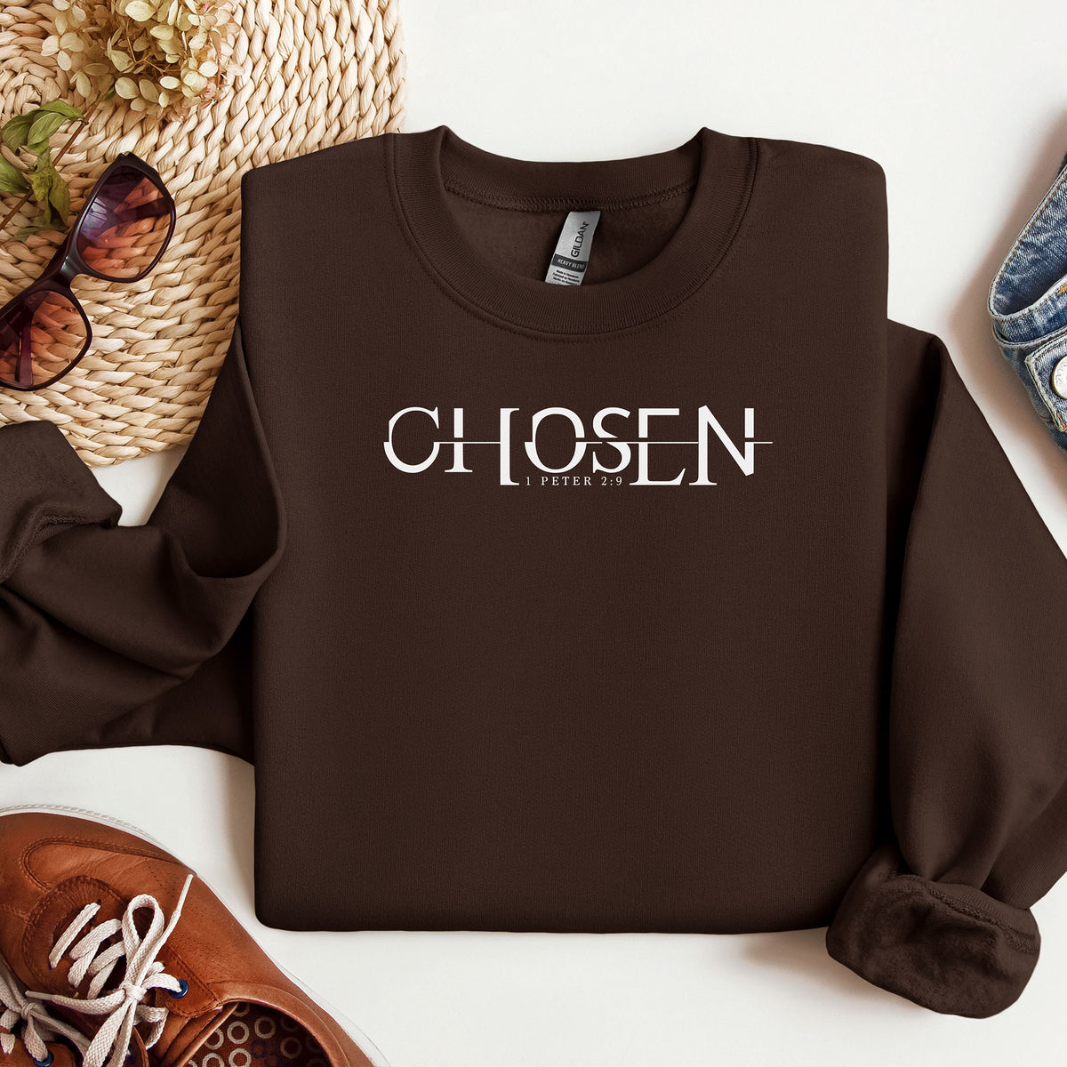 Chosen Christian Sweatshirt, Faith-Based Scripture Pullover