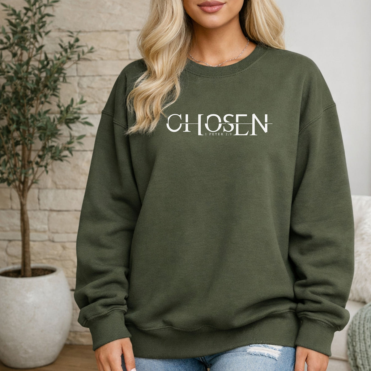Chosen Christian Sweatshirt, Faith-Based Scripture Pullover