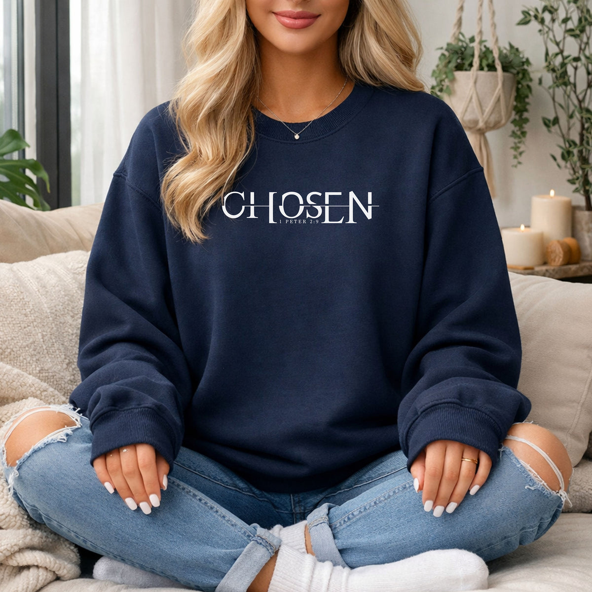 Chosen Christian Sweatshirt, Faith-Based Scripture Pullover