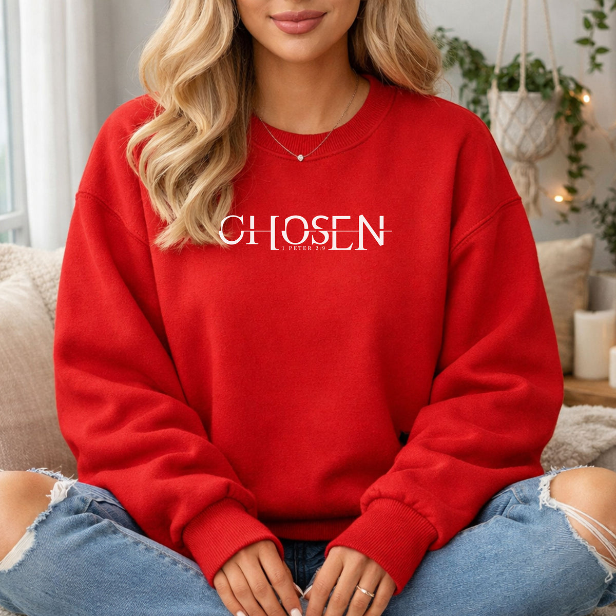 Chosen Christian Sweatshirt, Faith-Based Scripture Pullover