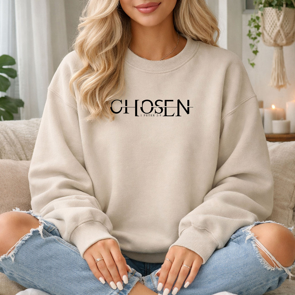 Chosen Christian Sweatshirt, Faith-Based Scripture Pullover