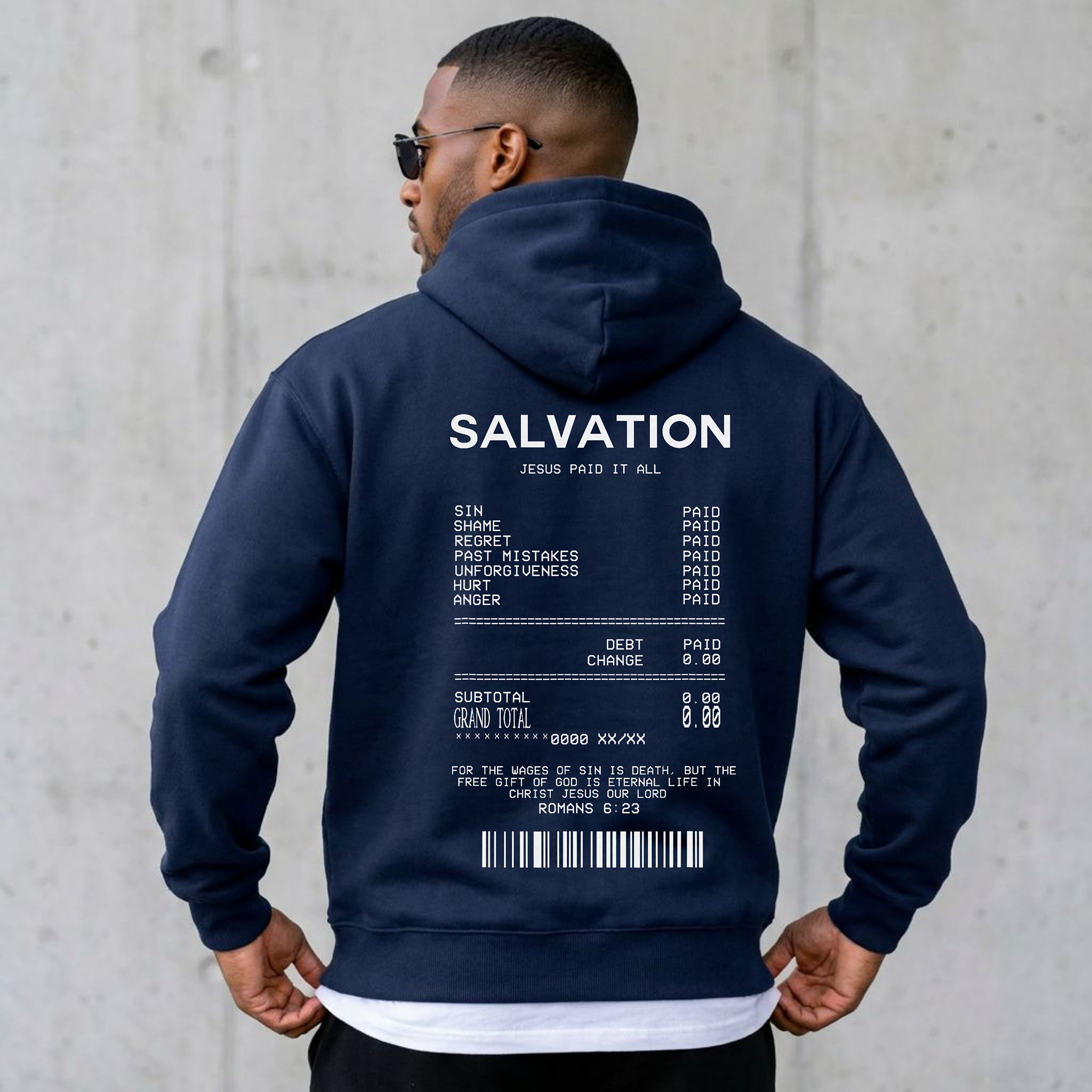 Salvation Receipt Christian Hoodie, Jesus Paid It All Romans 6:23 Faith Pullover