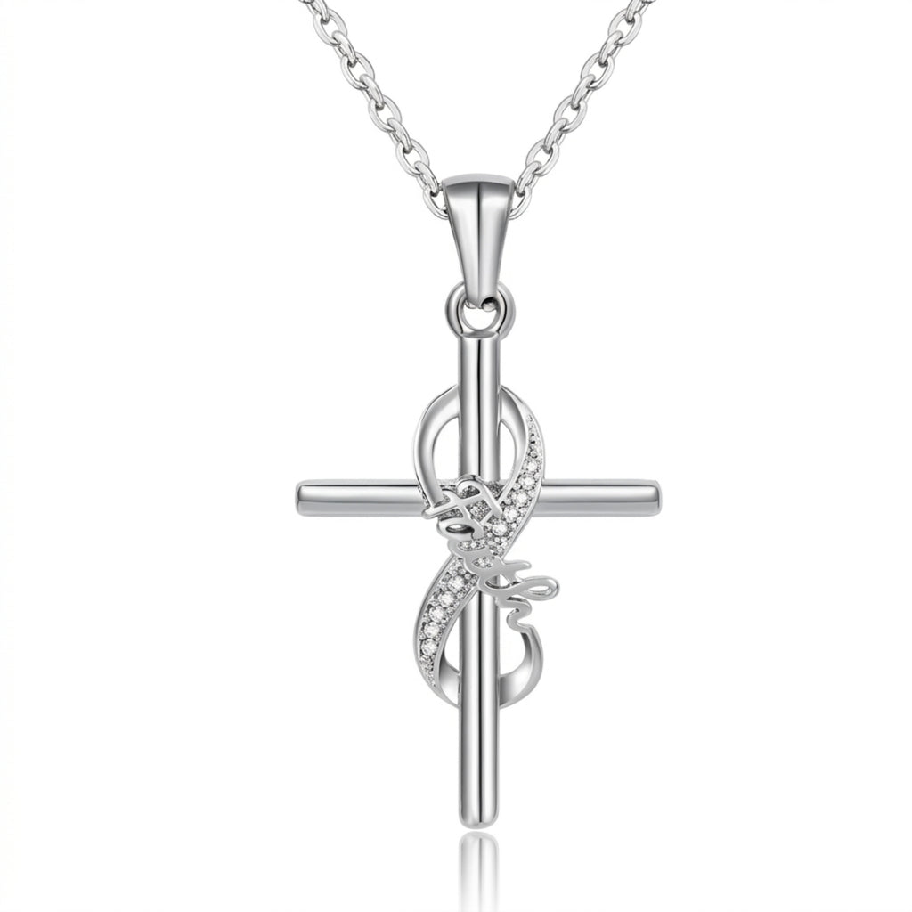 Elegant Faith Cross Necklace, Inspirational Faith Jewelry