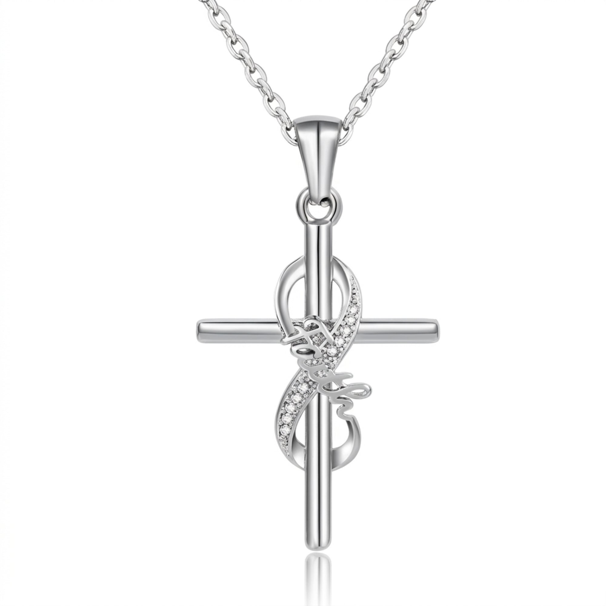Elegant Faith Cross Necklace, Inspirational Faith Jewelry