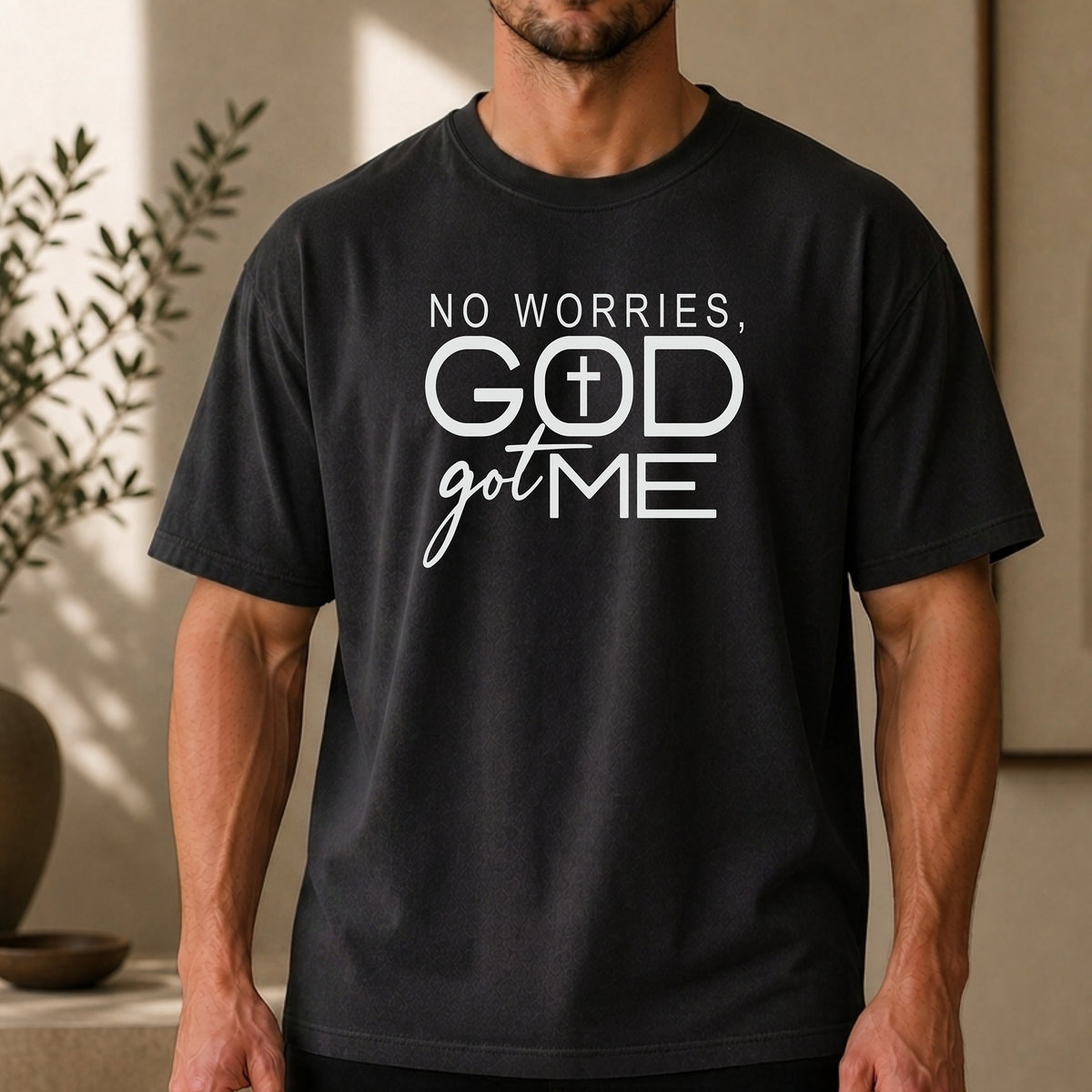 No Worries, God Got Me Christian T-Shirt, Inspirational Faith Graphic Tee