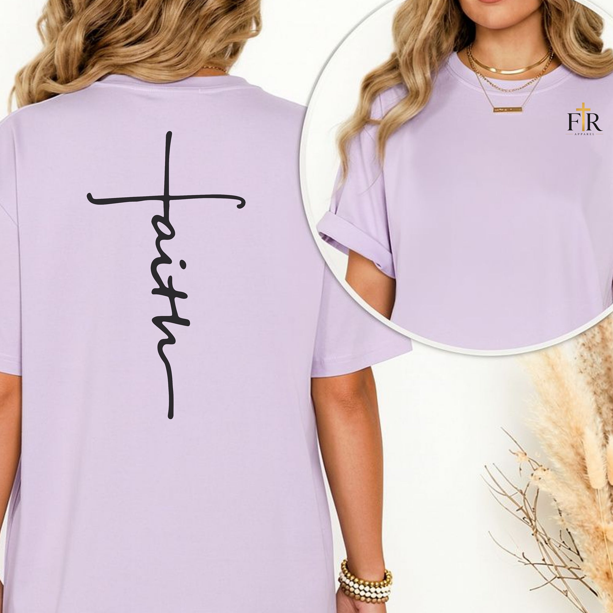 Faith Cross Back Print T-Shirt with FR Logo Pocket , Christian Faith Real Apparel