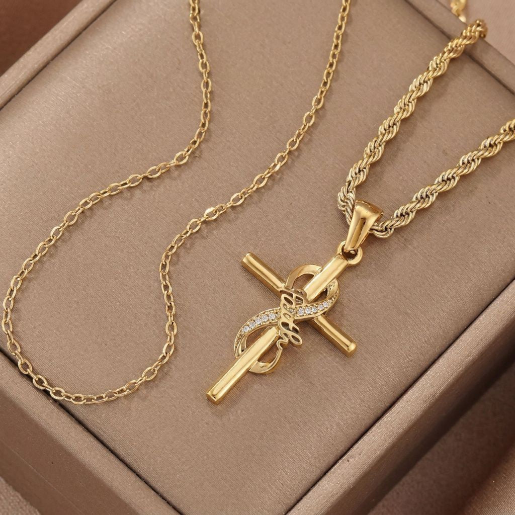 Elegant Faith Cross Necklace, Inspirational Faith Jewelry