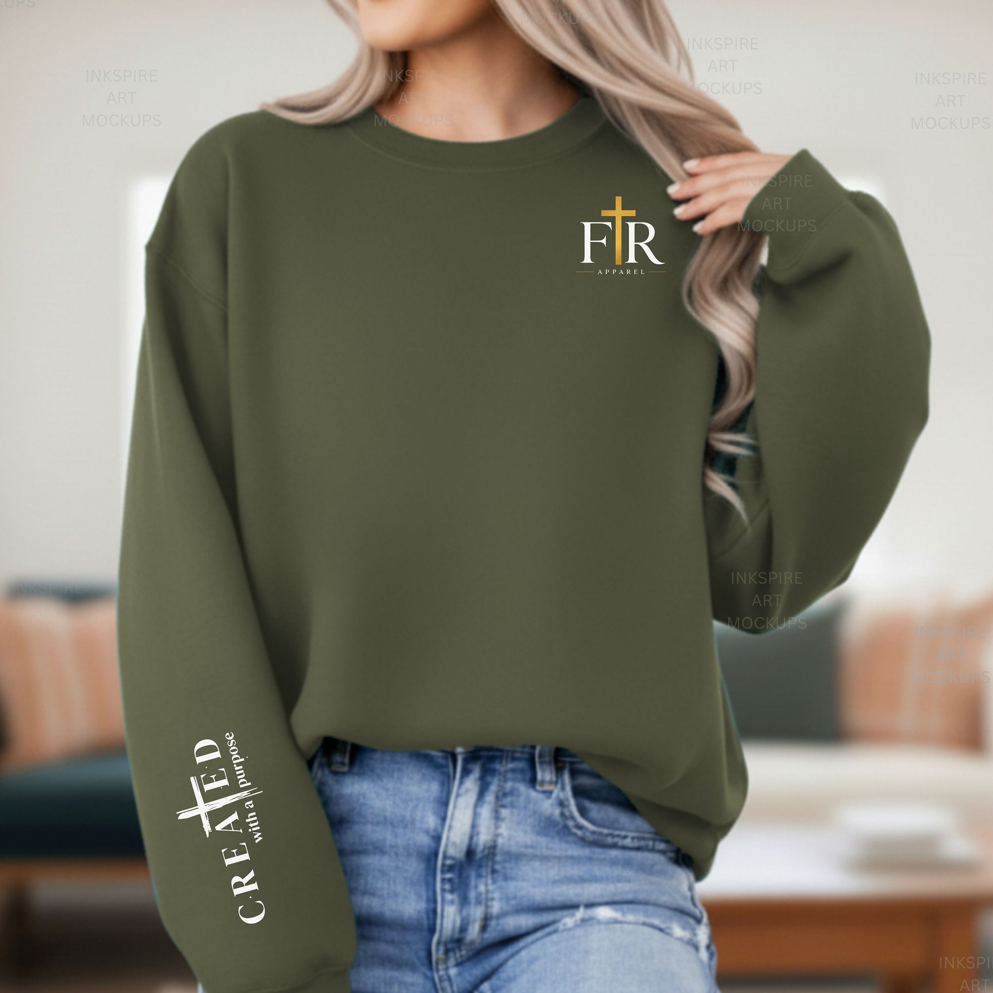 Faith Real Apparel Monogram Christian Sweatshirt