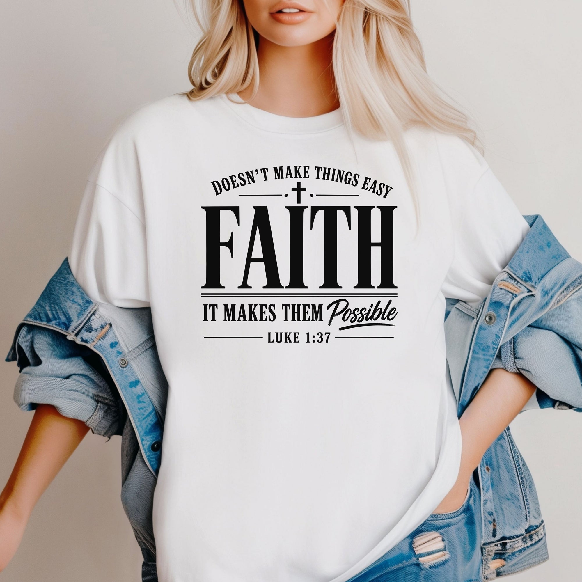 Faith Makes All Things Possible T-Shirt, Luke 1:37 Scripture Tee