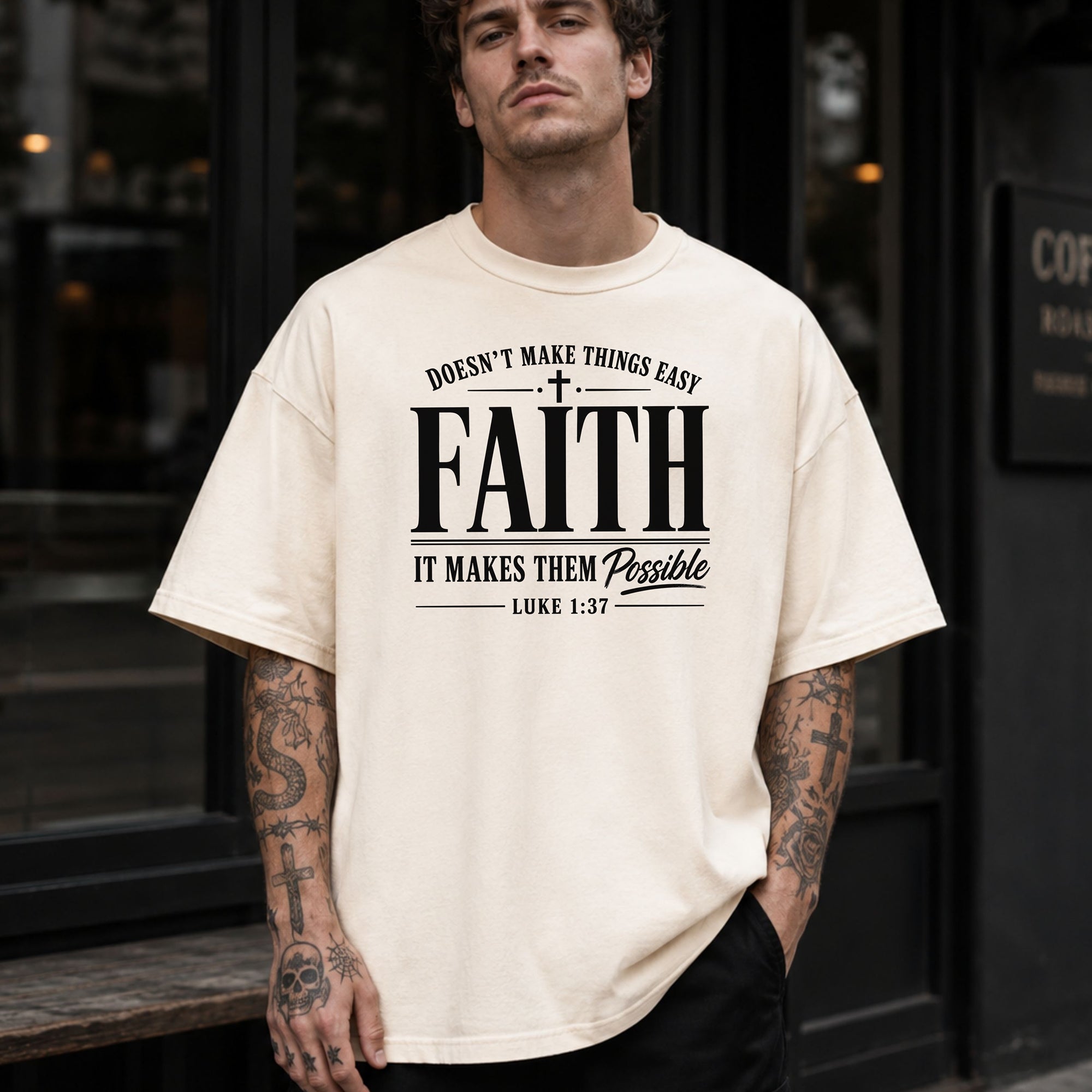 Faith Makes All Things Possible T-Shirt, Luke 1:37 Scripture Tee