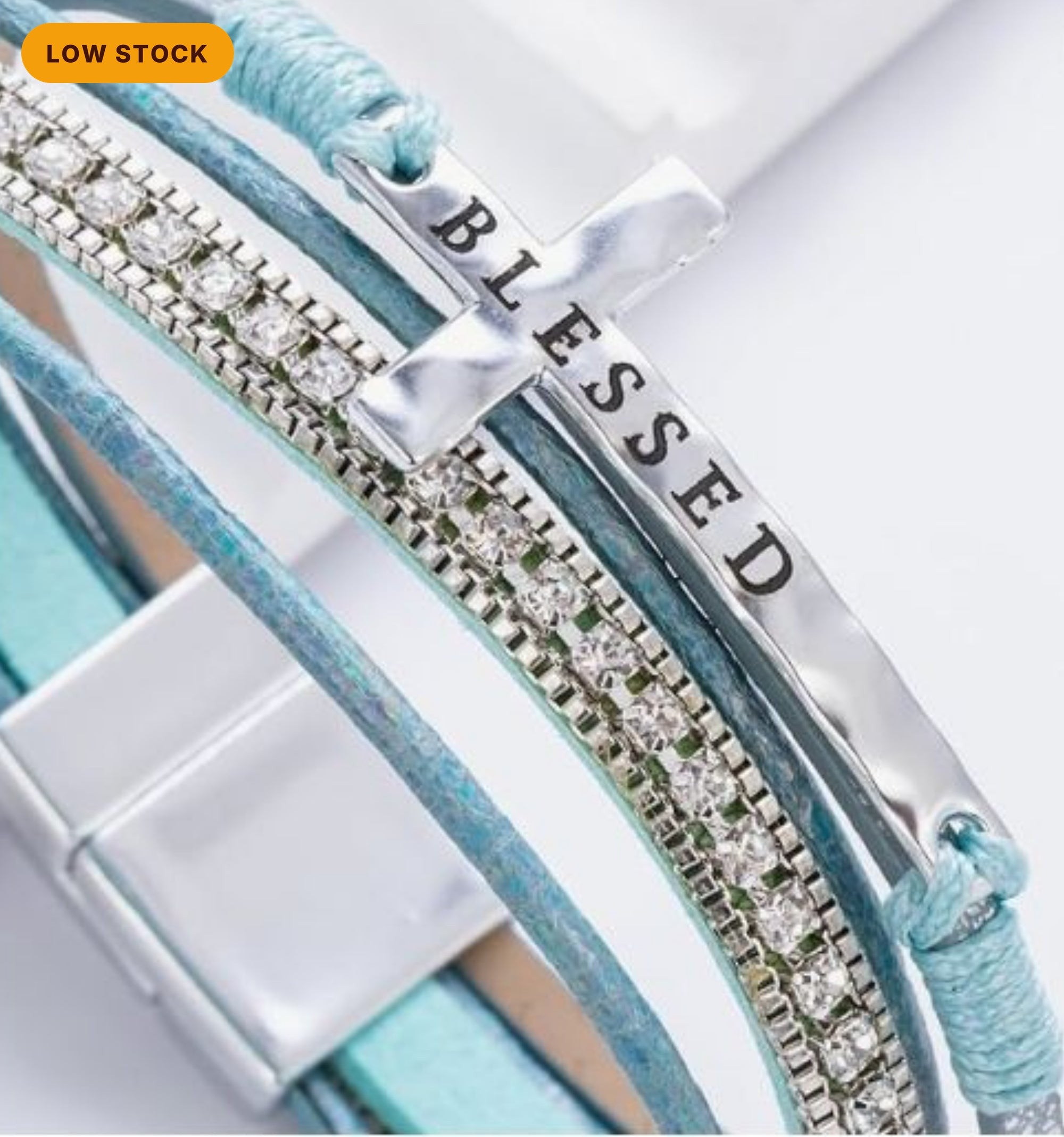 Blessed Cross Leather Bracelet, Christian Faith Wrap Bracelet