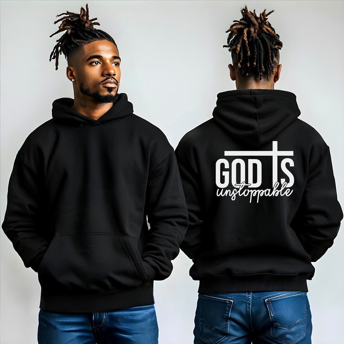 God Is Unstoppable Christian Hoodie, Bold Faith Back Design