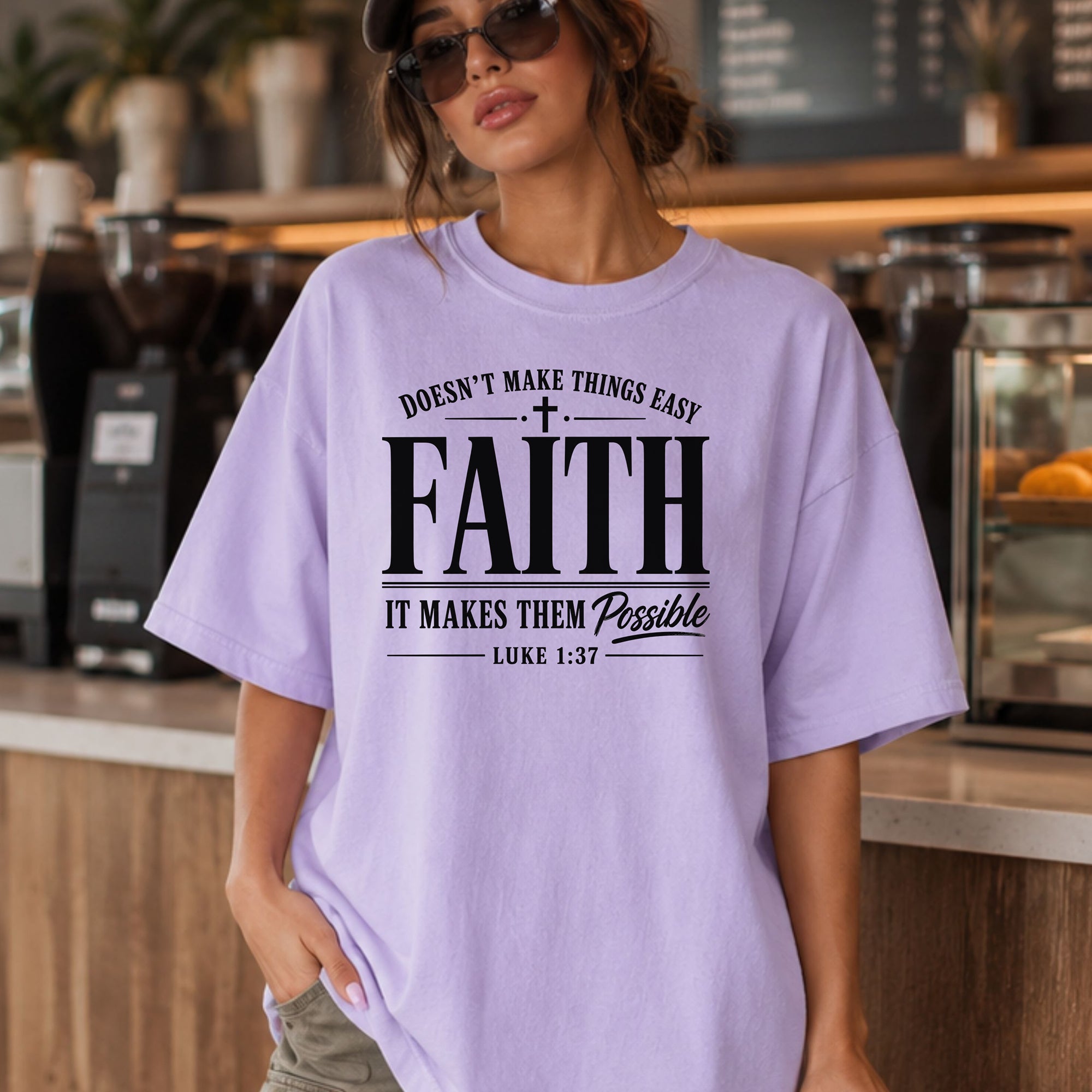 Faith Makes All Things Possible T-Shirt, Luke 1:37 Scripture Tee