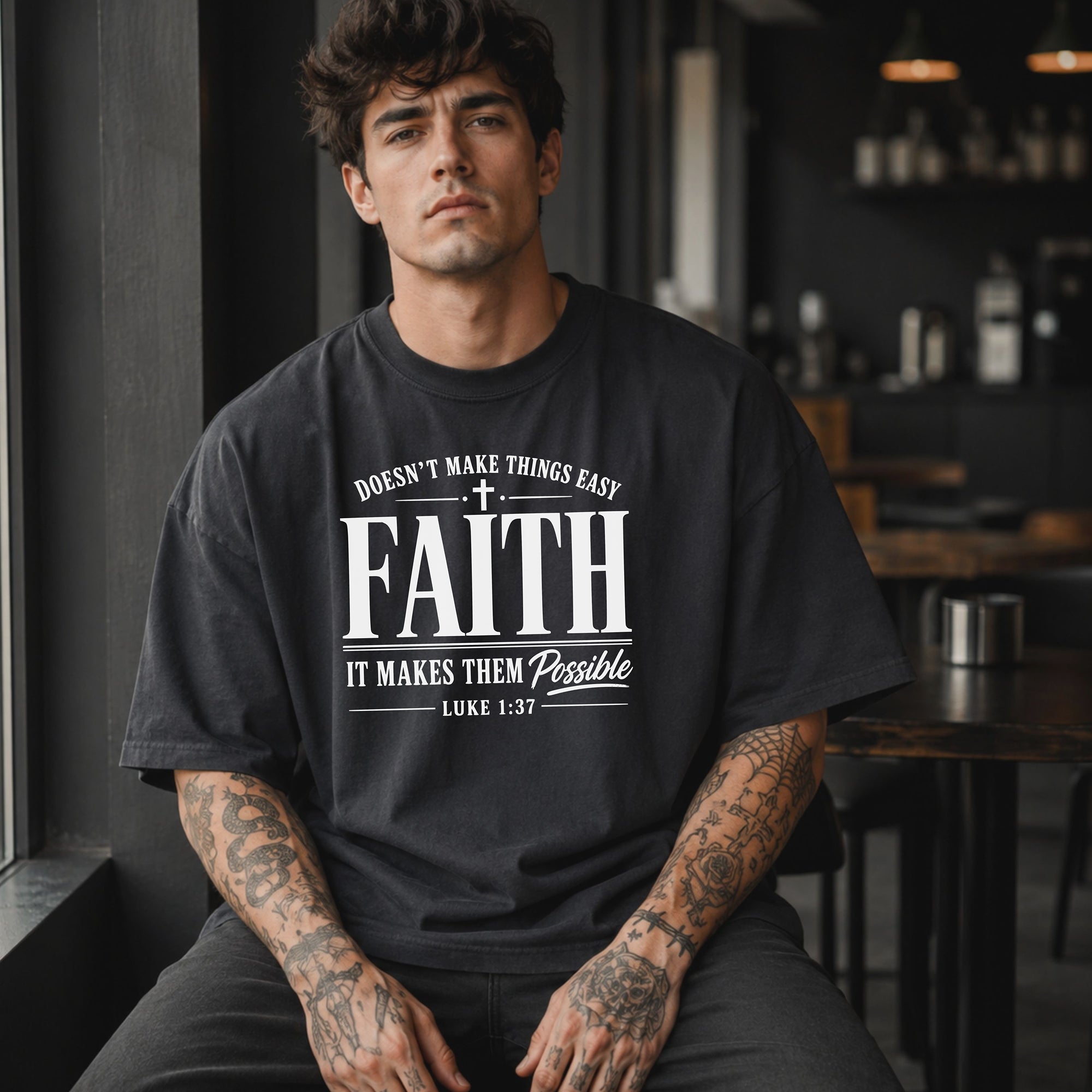 Faith Makes All Things Possible T-Shirt, Luke 1:37 Scripture Tee