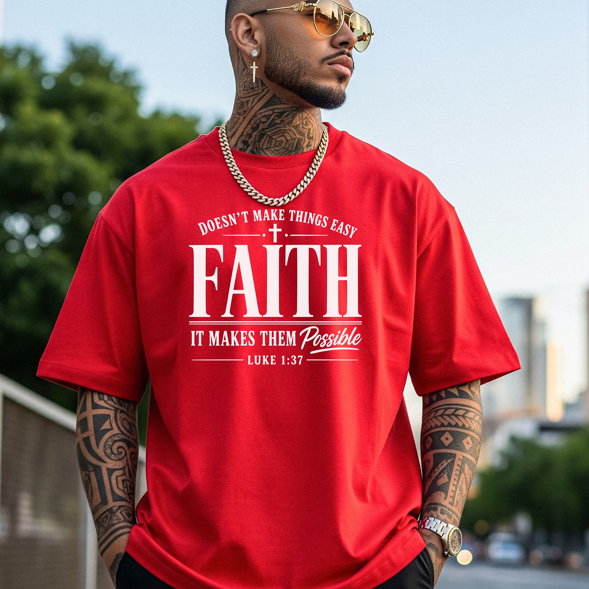 Faith Makes All Things Possible T-Shirt, Luke 1:37 Scripture Tee