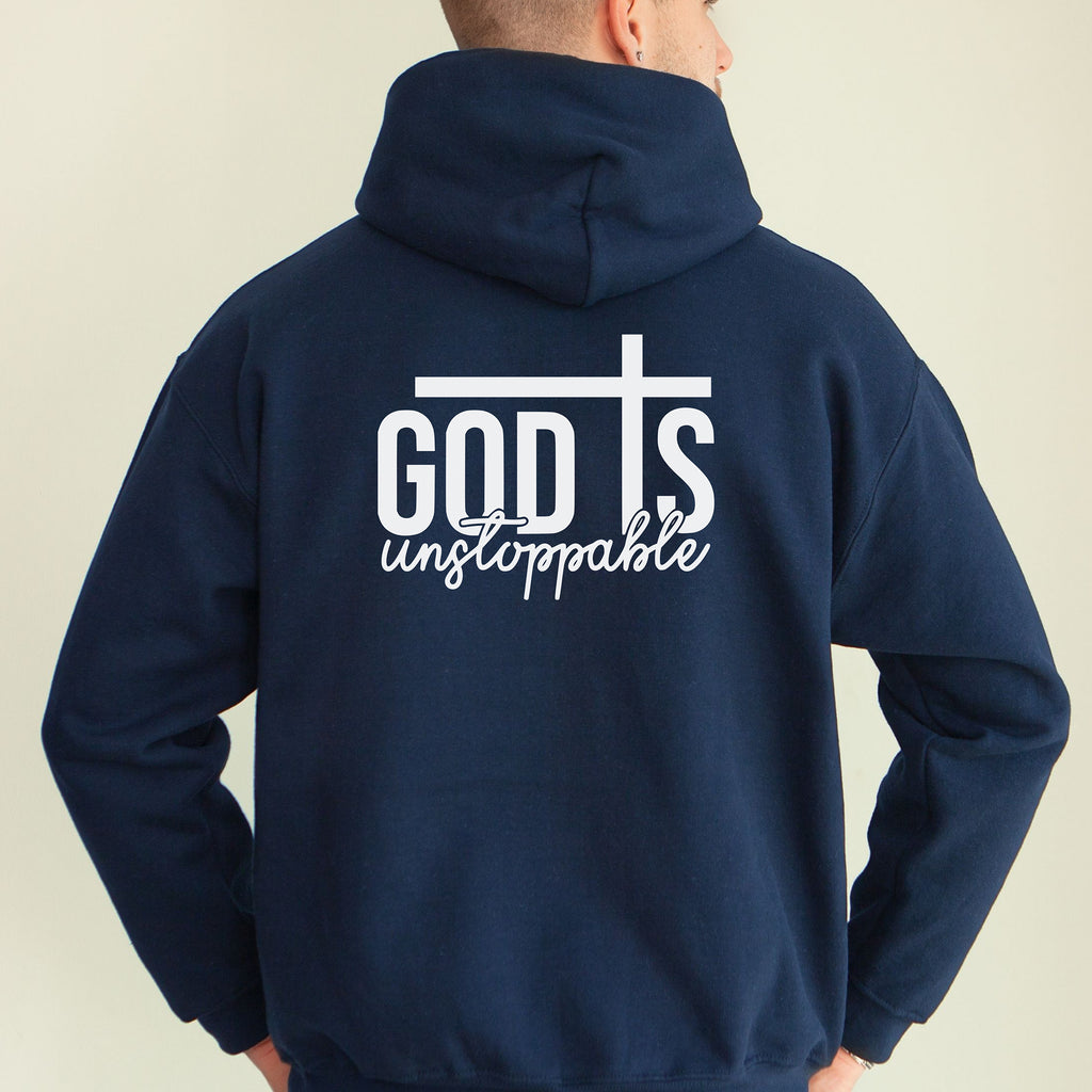 God Is Unstoppable Christian Hoodie, Bold Faith Back Design
