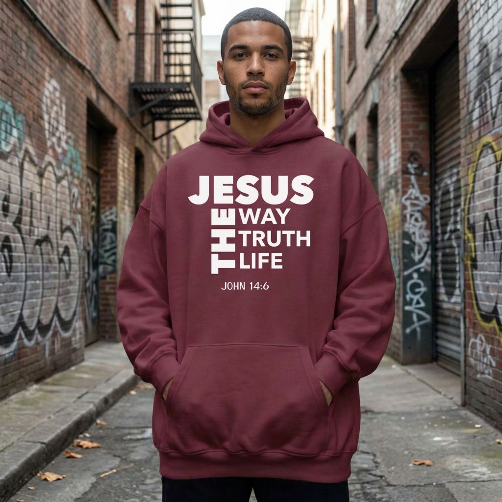 Jesus The Way The Truth The Life Pullover Hoodie, John 14:6 Christian Hoodie