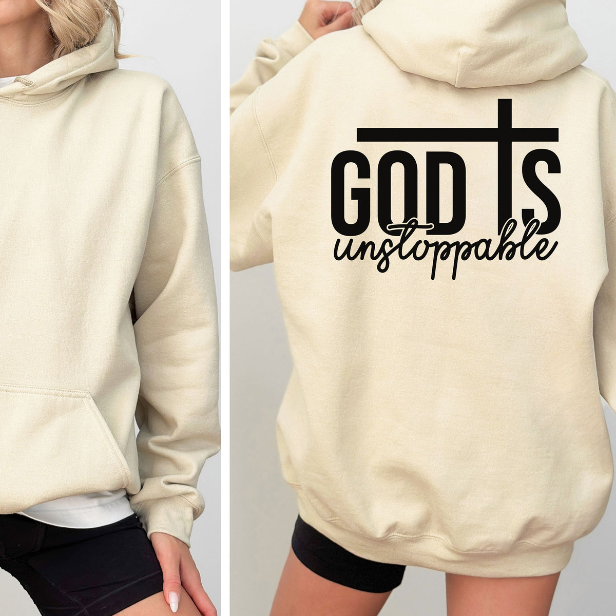God Is Unstoppable Christian Hoodie, Bold Faith Back Design