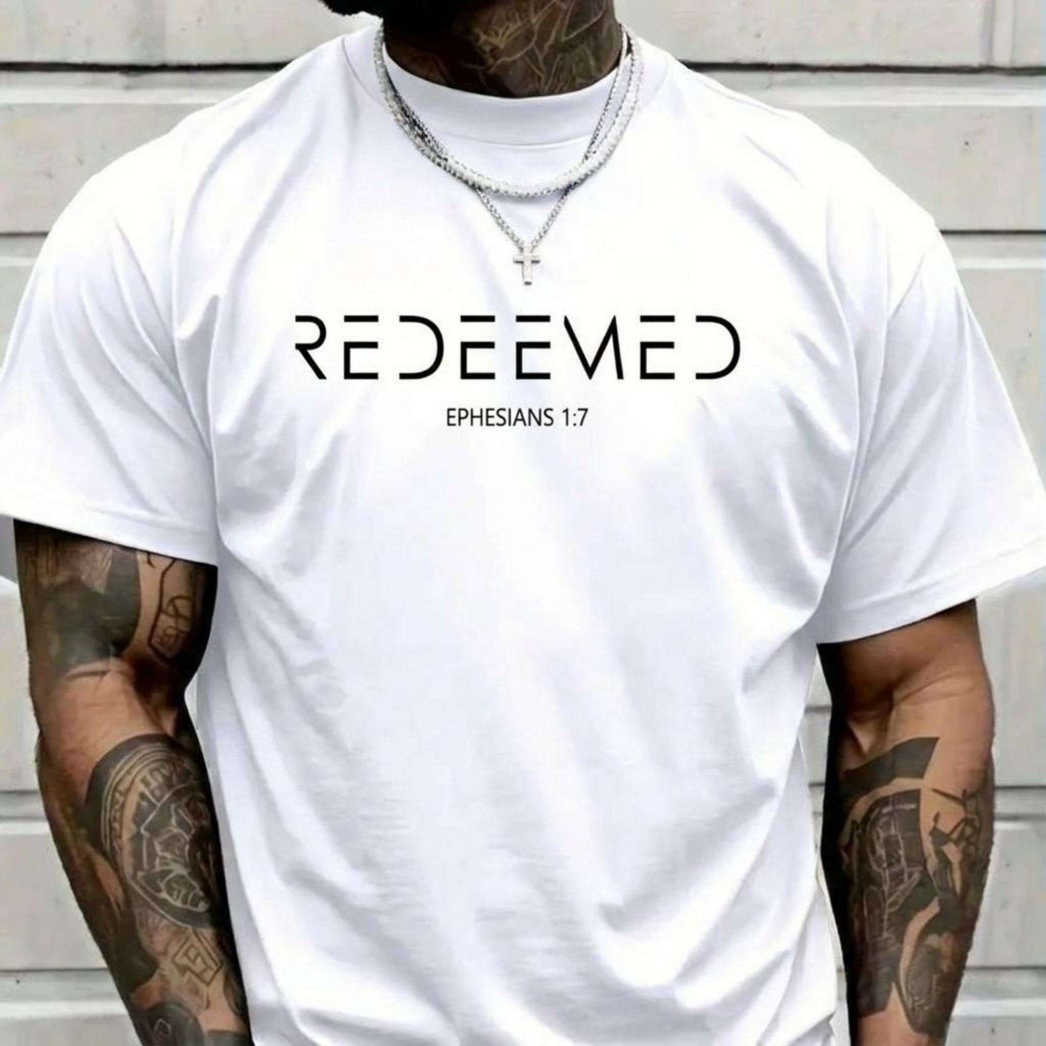 Redeemed Christian T-Shirt, Ephesians 1:7 Faith Graphic Tee