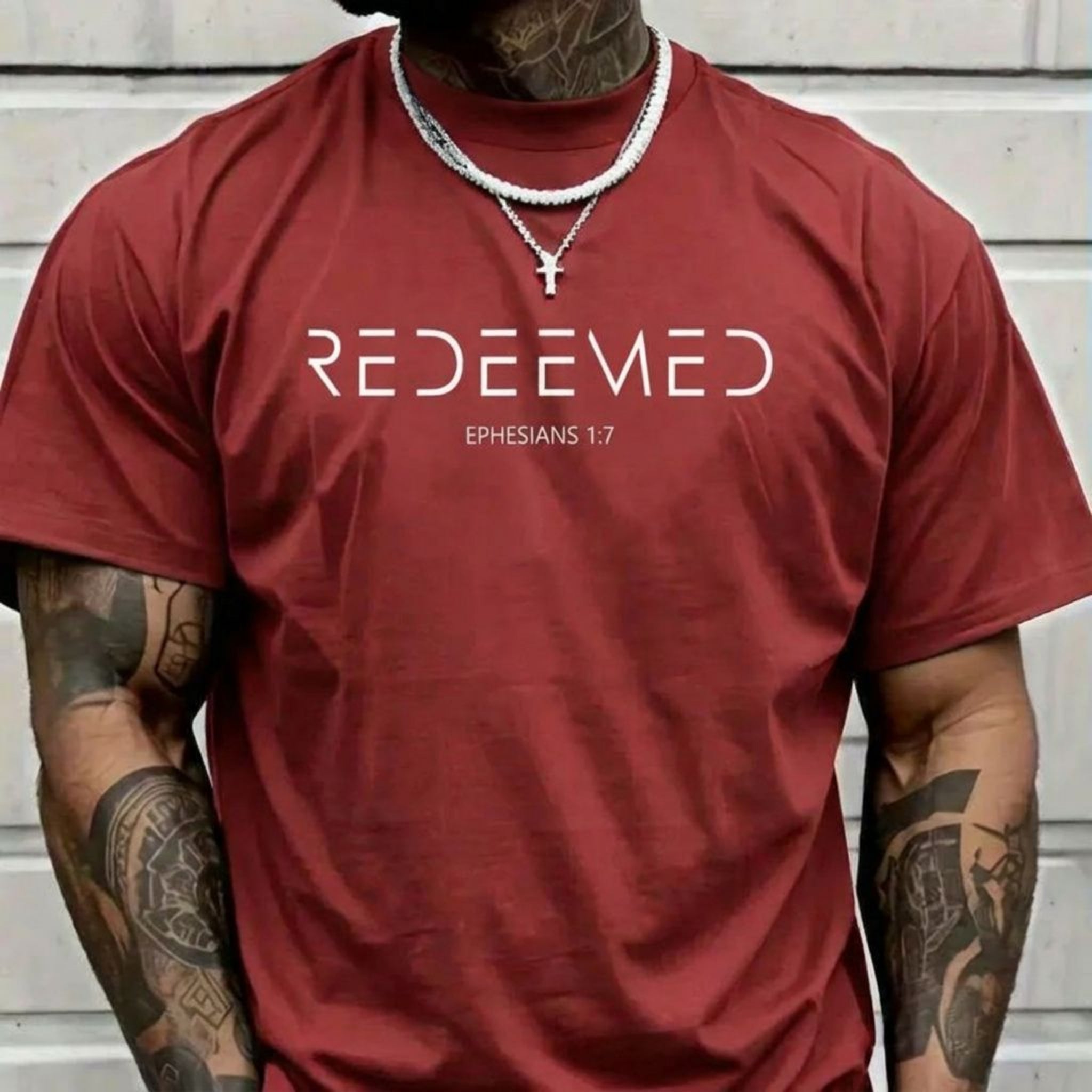 Redeemed Christian T-Shirt, Ephesians 1:7 Faith Graphic Tee