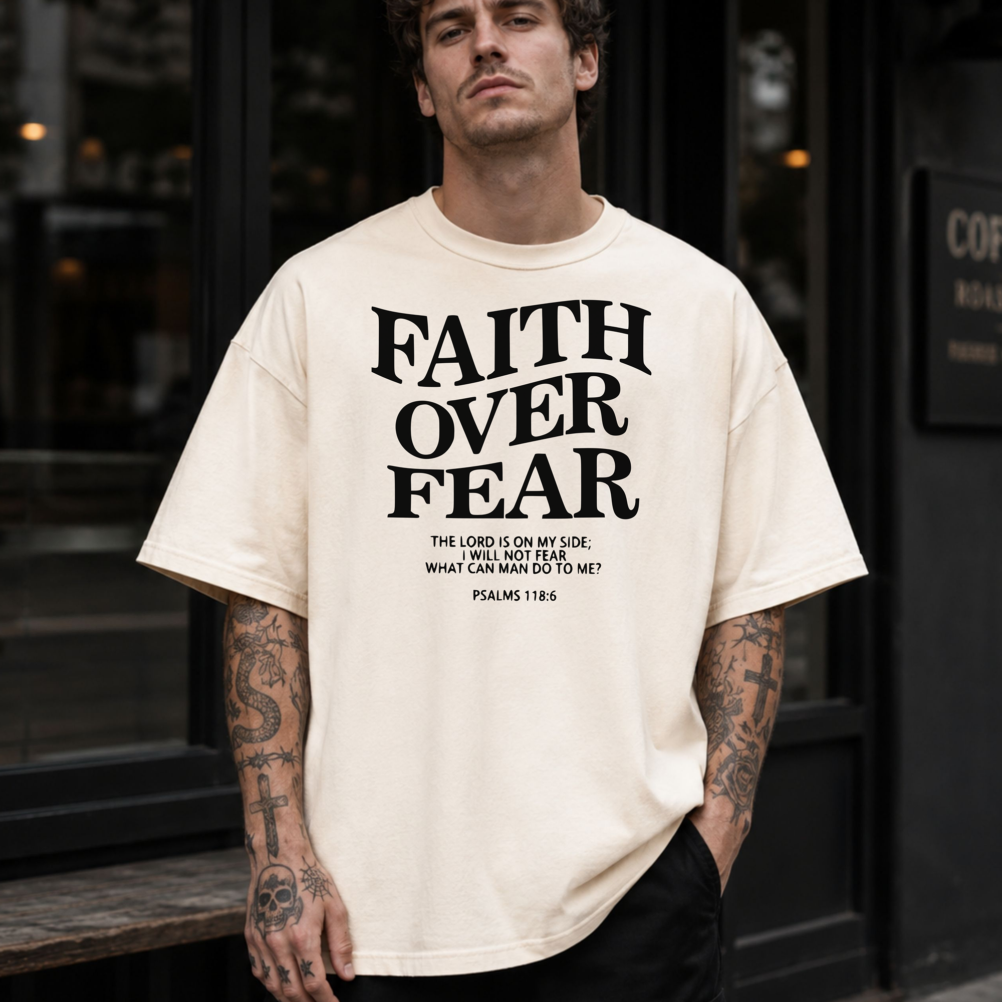 Faith Over Fear Christian T-Shirt, Psalm 118:6 Scripture Tee