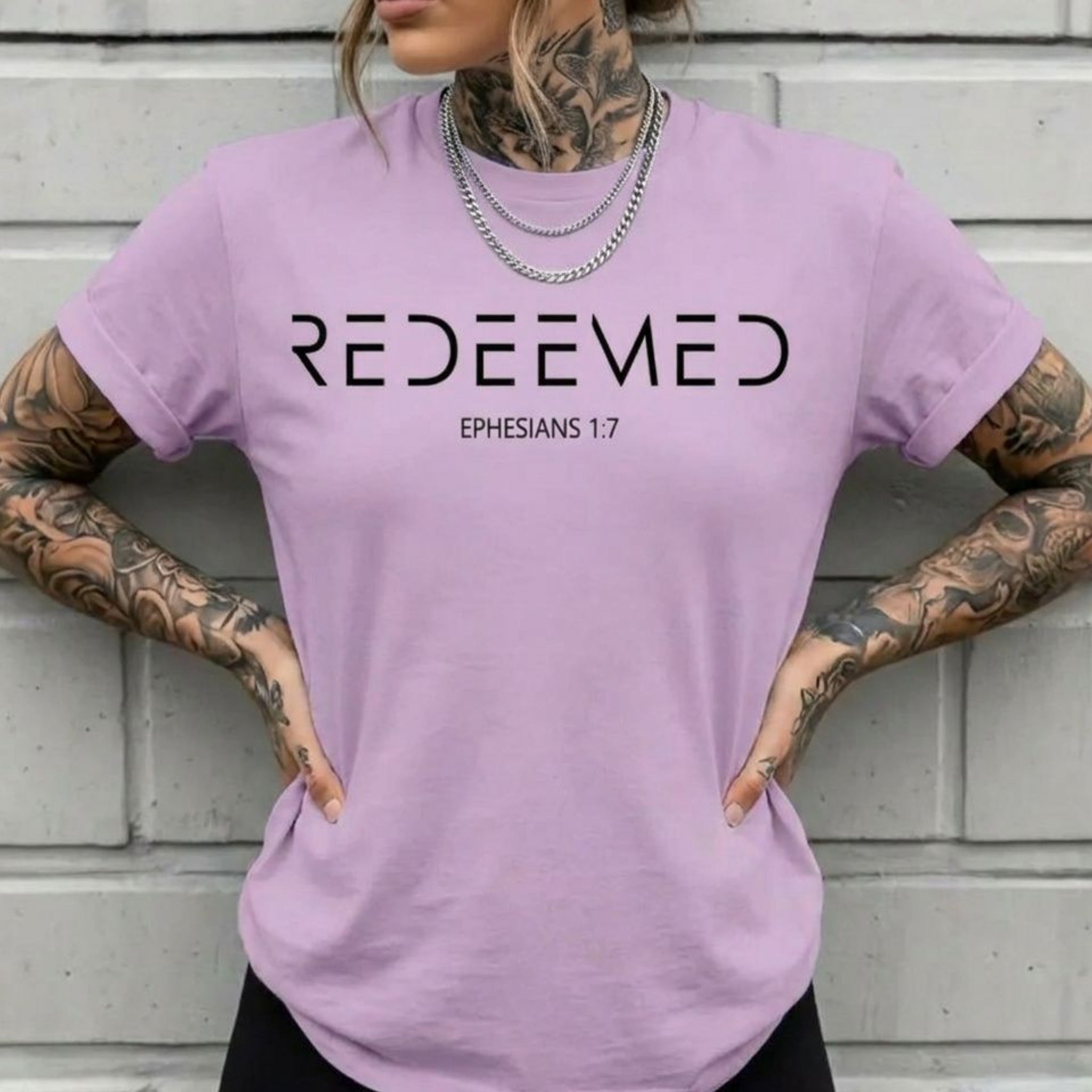 Redeemed Christian T-Shirt, Ephesians 1:7 Faith Graphic Tee