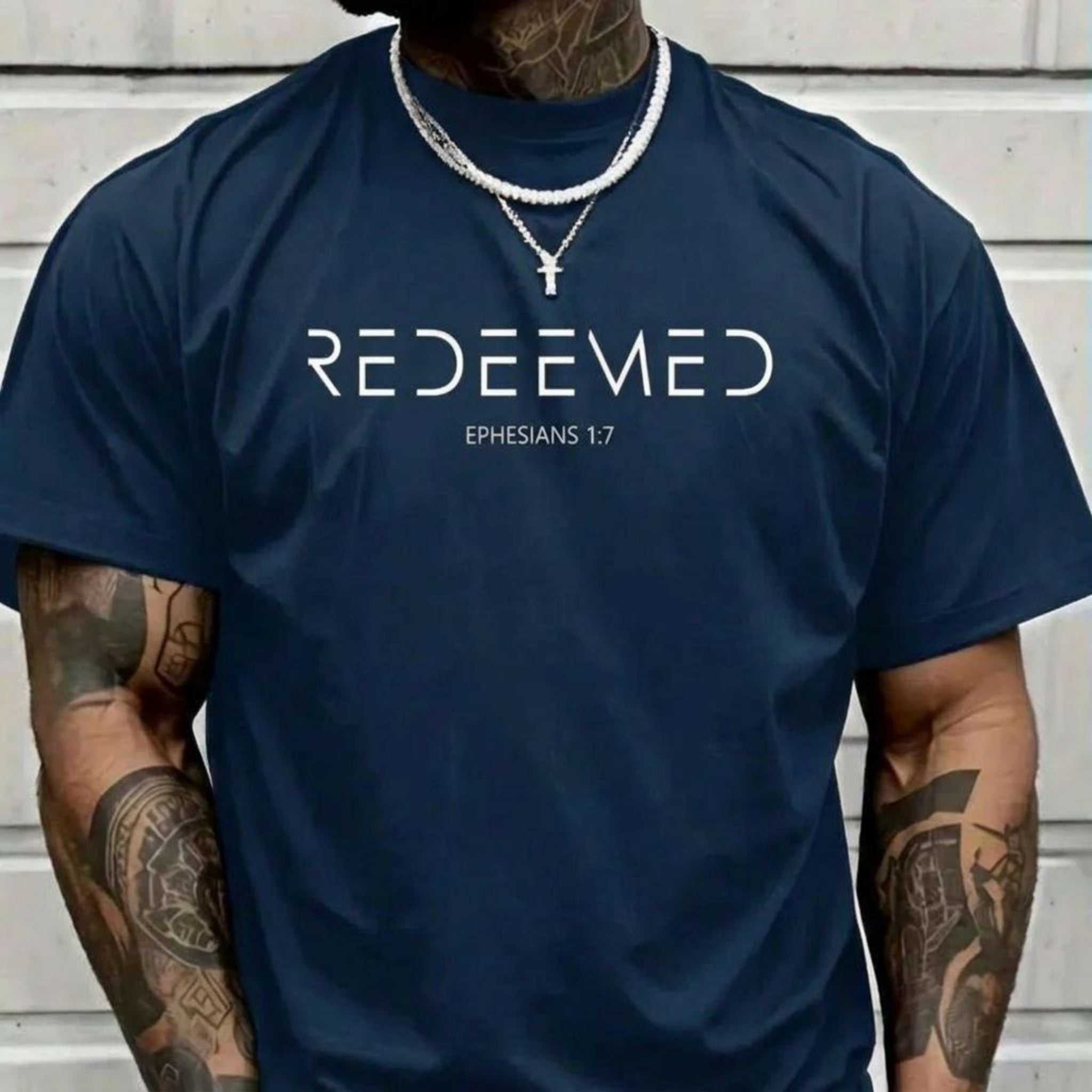 Redeemed Christian T-Shirt, Ephesians 1:7 Faith Graphic Tee