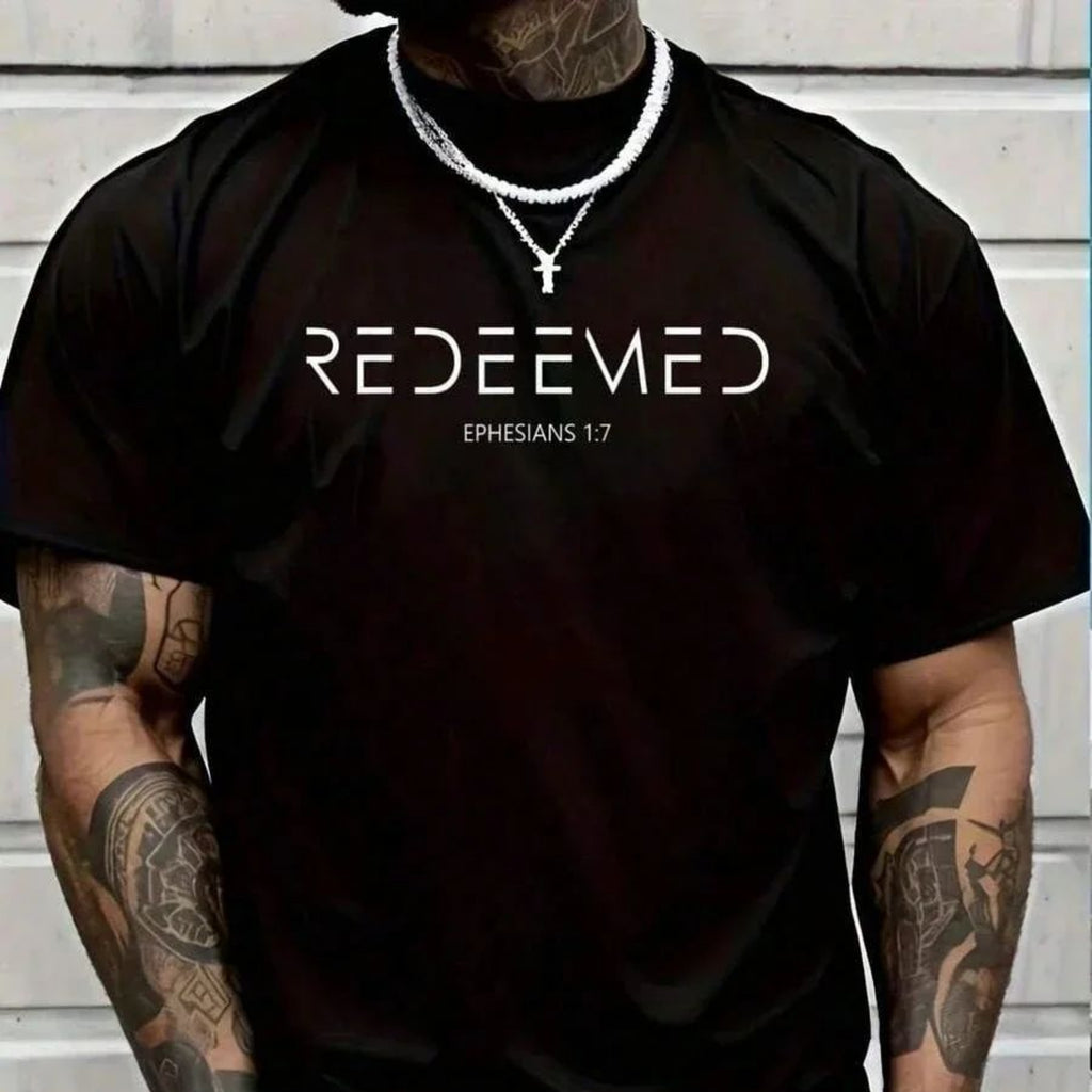 Redeemed Christian T-Shirt, Ephesians 1:7 Faith Graphic Tee
