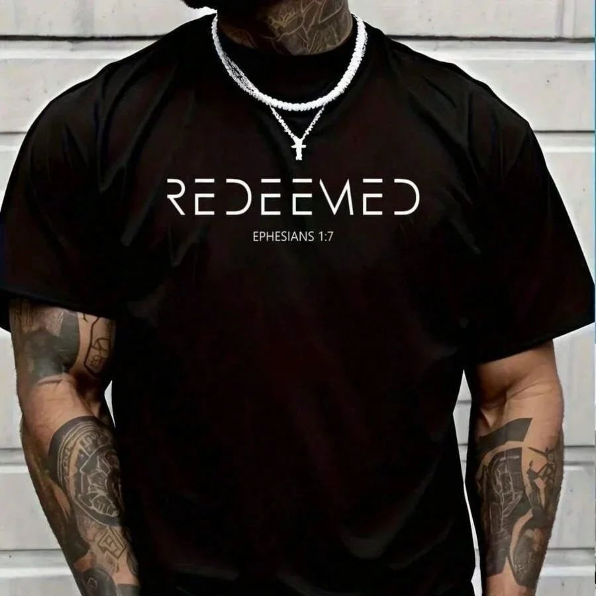 Redeemed Christian T-Shirt, Ephesians 1:7 Faith Graphic Tee