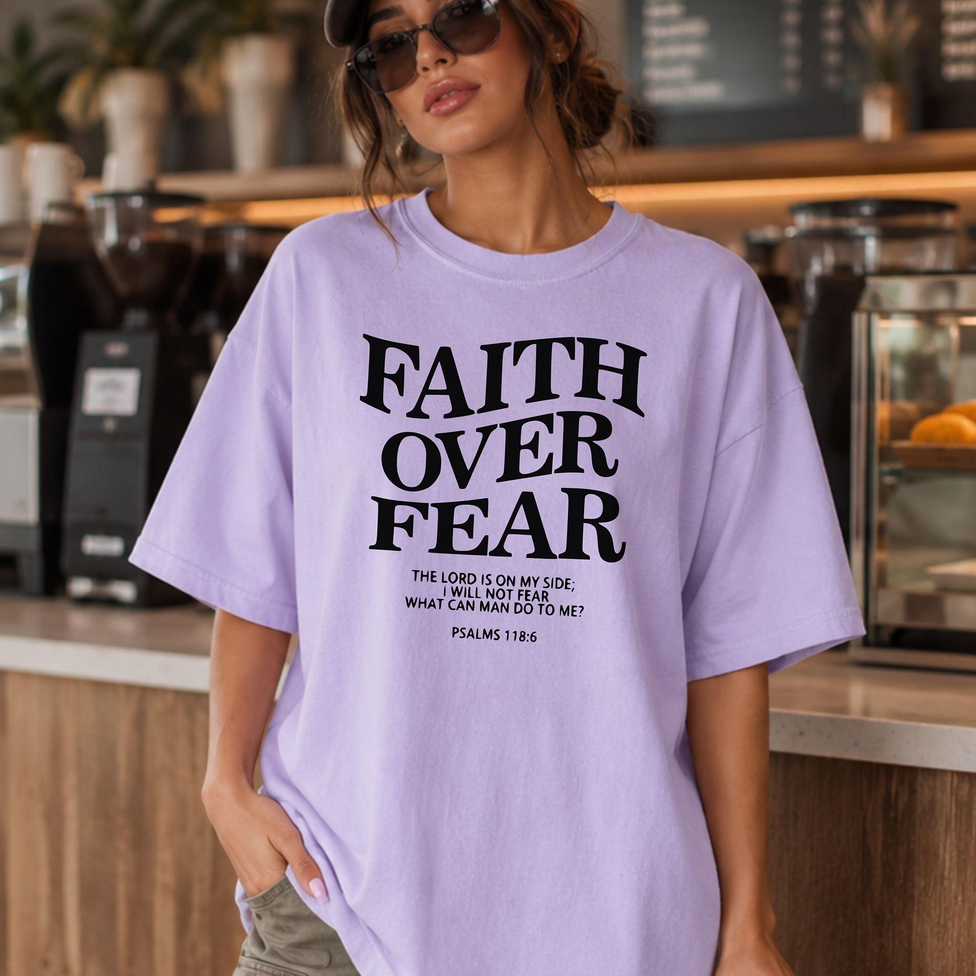 Faith Over Fear Christian T-Shirt, Psalm 118:6 Scripture Tee
