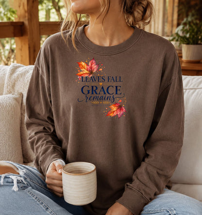 Leaves Fall, Grace Remains Hebrews 13:8 Christian Long Sleeve T-Shirt