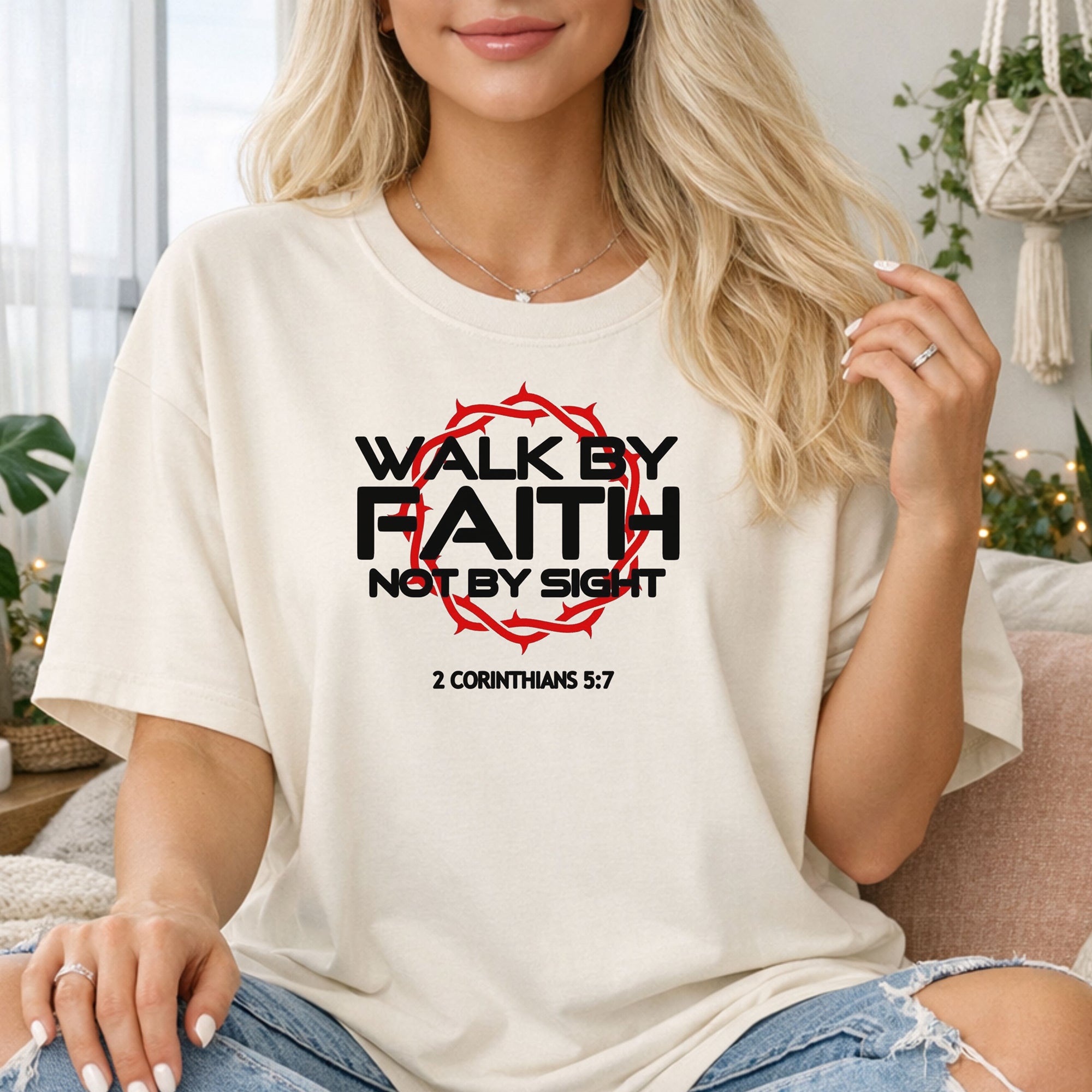 Walk by Faith Not by Sight T-Shirt, 2 Corinthians 5:7 Faith Tee