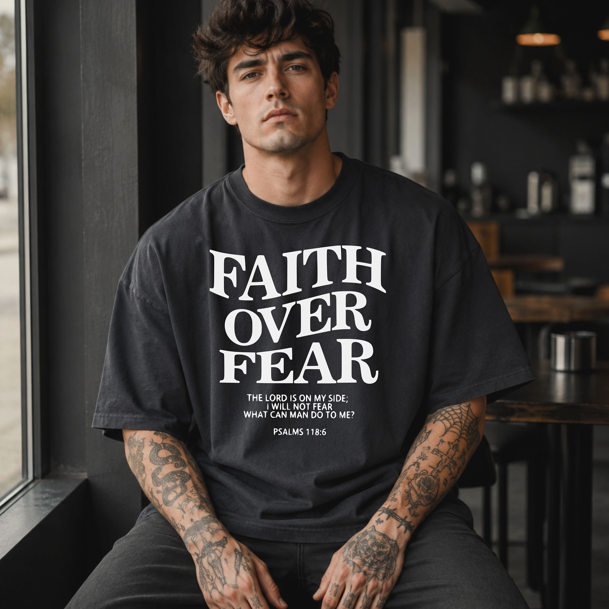 Faith Over Fear Christian T-Shirt, Psalm 118:6 Scripture Tee