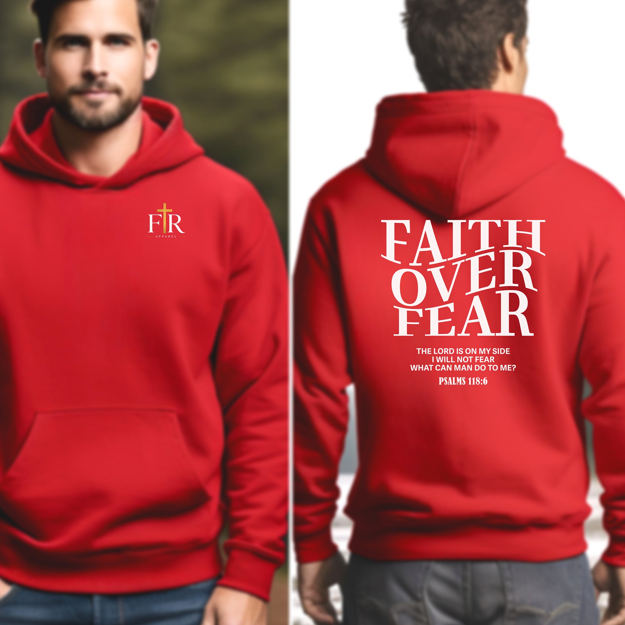 Faith Over Fear Christian Hoodie, Psalm 118-6 Scripture Pullover