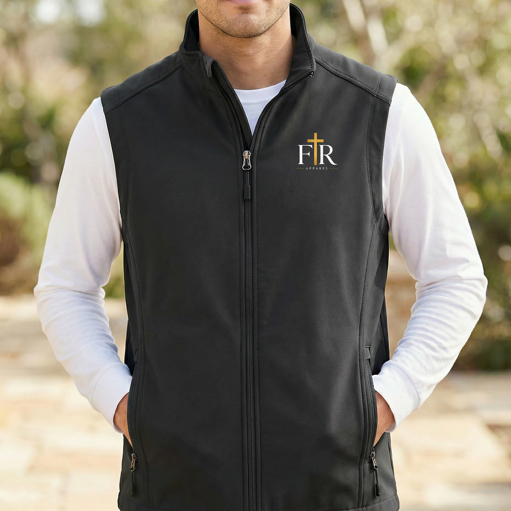 Men’s Faith Real Apparel Embroidered Core Soft Shell Vest