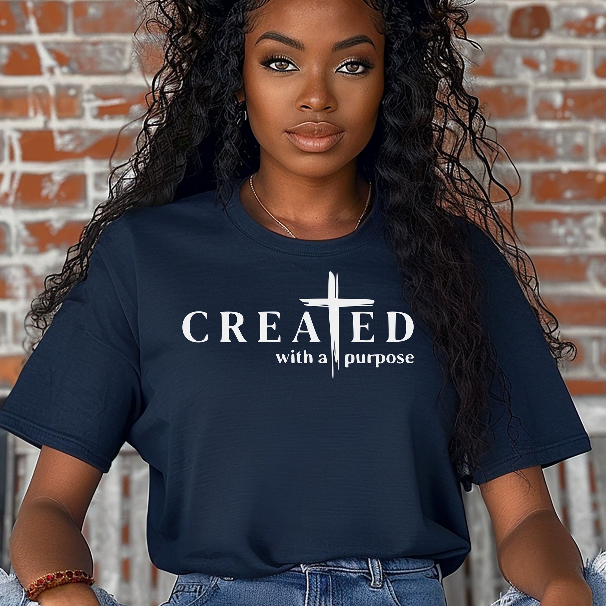 Created With a Purpose T-Shirt, Faith Cross Eph 2:10 Tee