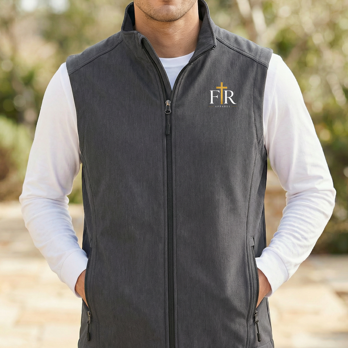 Men’s Faith Real Apparel Embroidered Core Soft Shell Vest