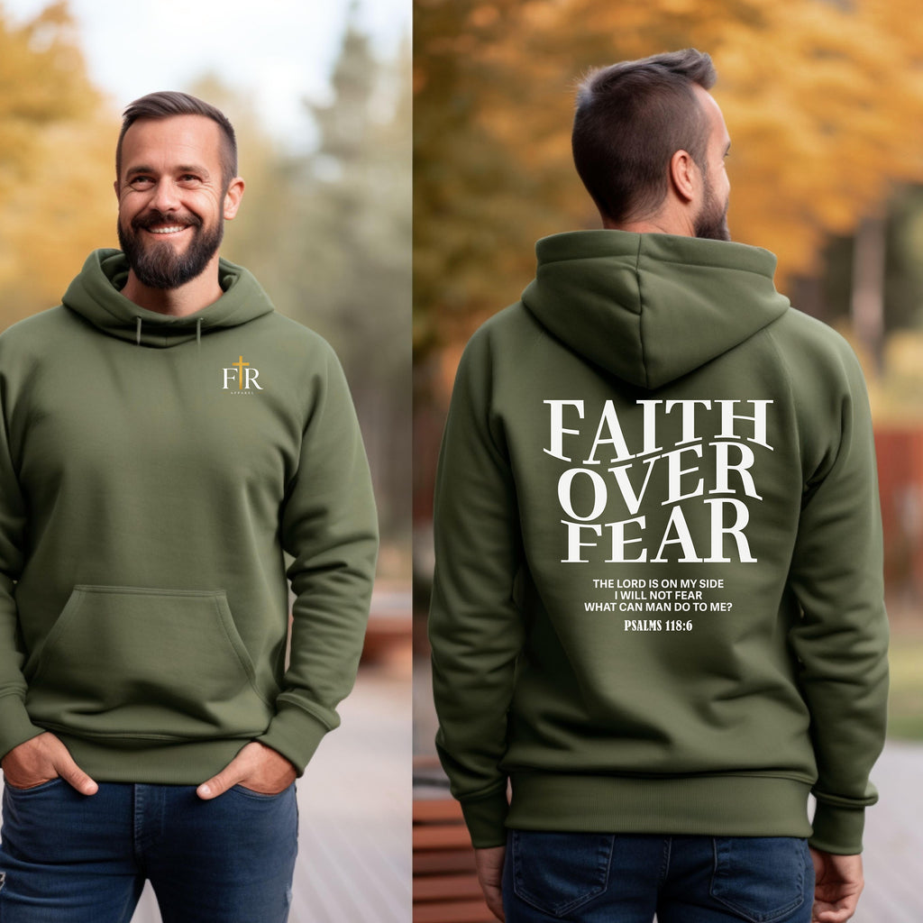 Faith Over Fear Christian Hoodie, Psalm 118-6 Scripture Pullover