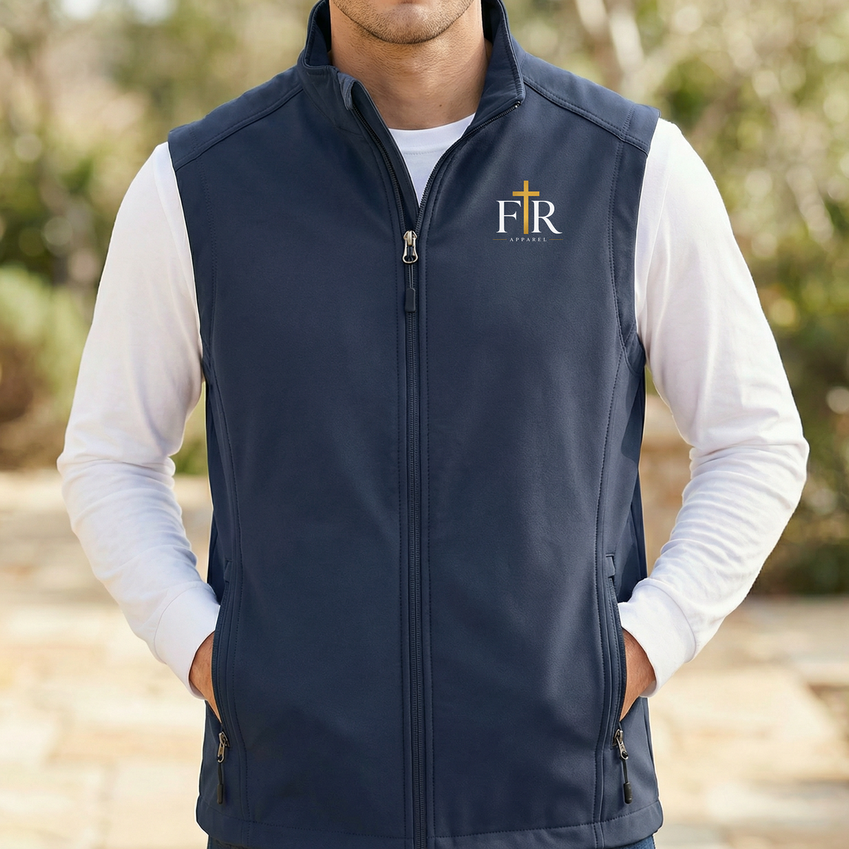 Men’s Faith Real Apparel Embroidered Core Soft Shell Vest