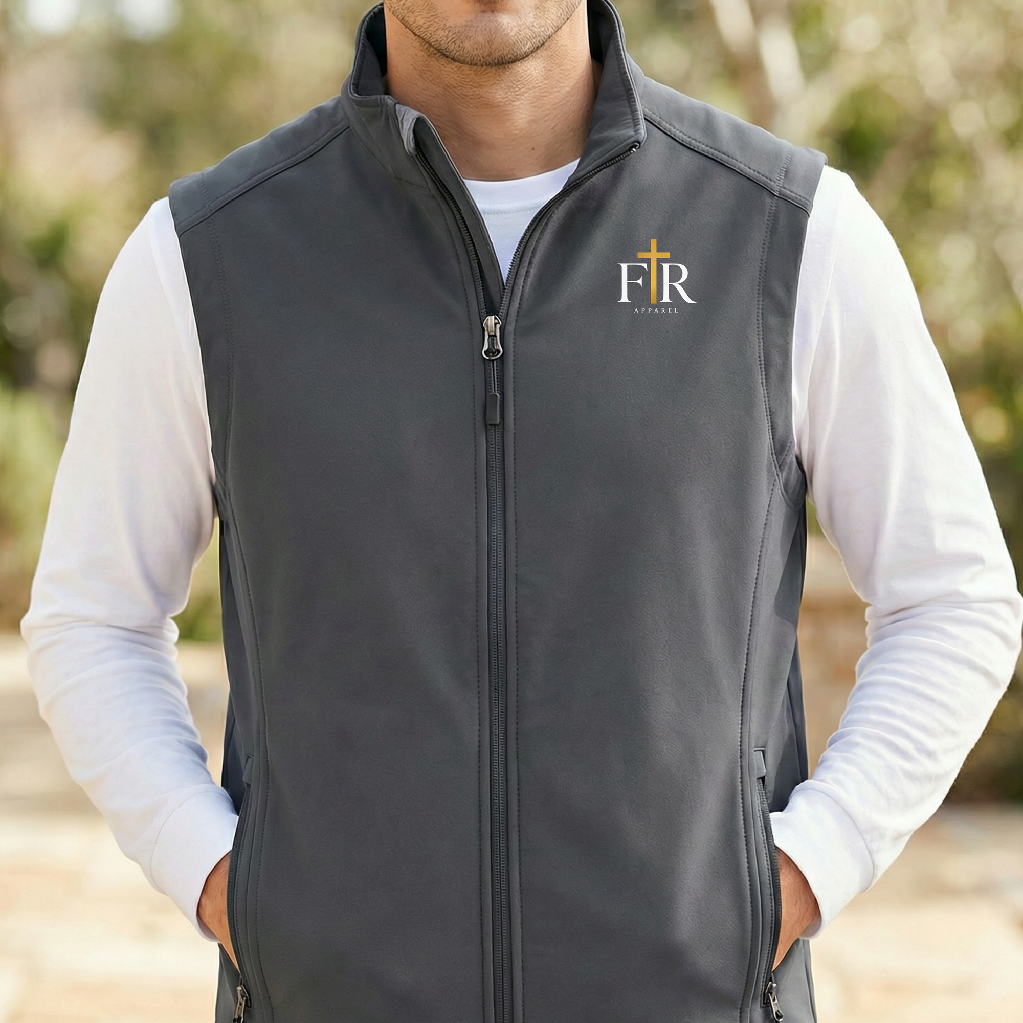 Men’s Faith Real Apparel Embroidered Core Soft Shell Vest