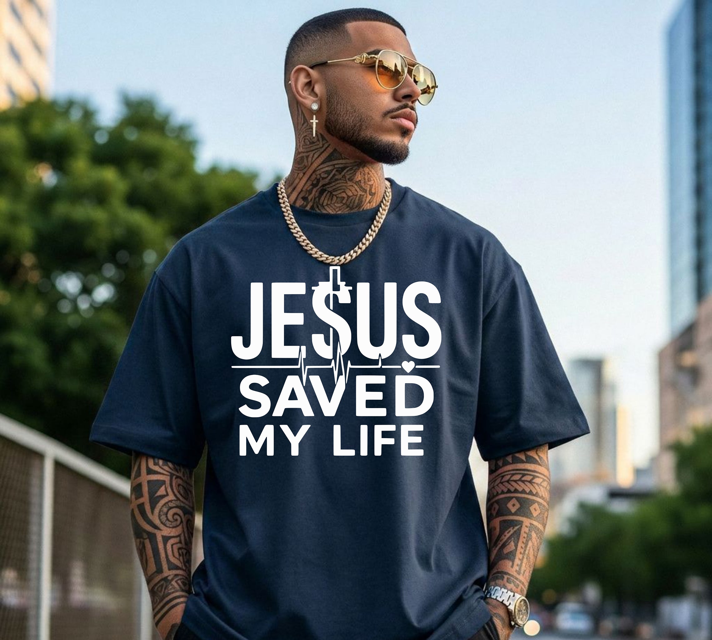 Jesus Saved My Life T-Shirt, Christian Cross Graphic Tee