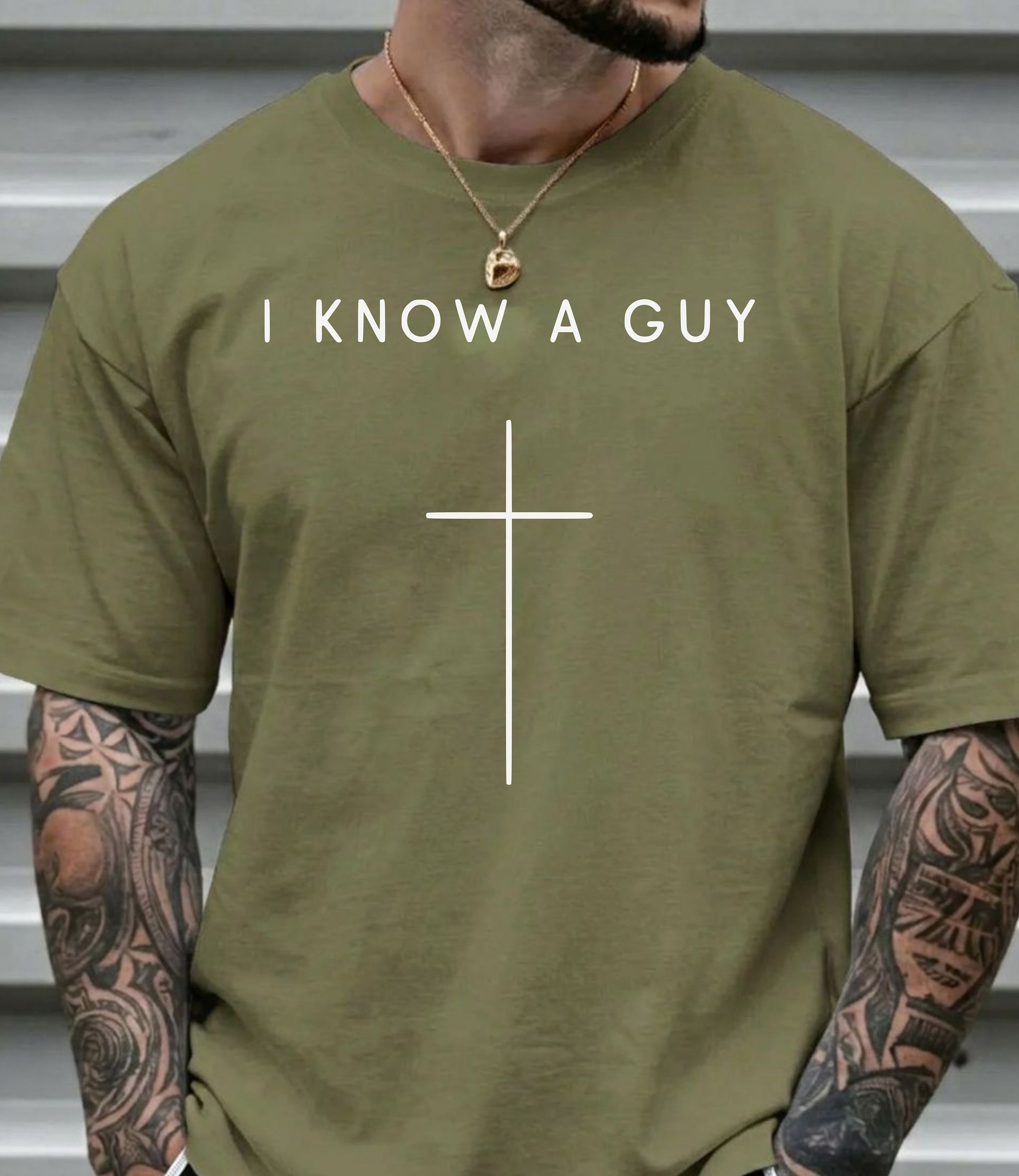I Know a Guy Christian T-Shirt, Minimalist Cross Faith Graphic Tee