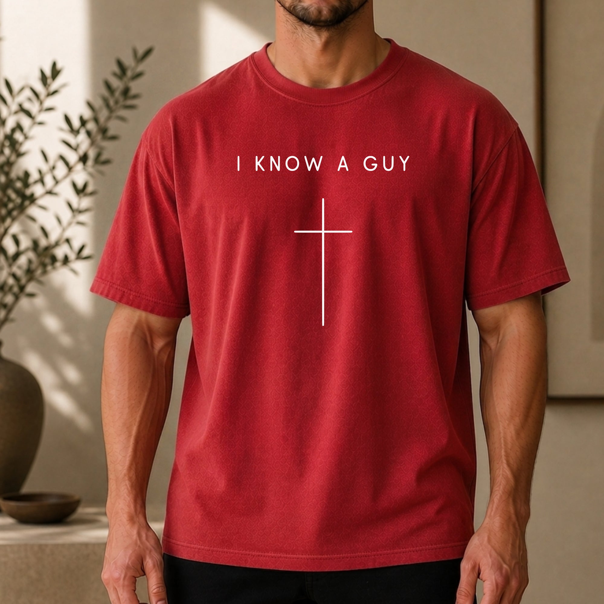 I Know a Guy Christian T-Shirt, Minimalist Cross Faith Graphic Tee