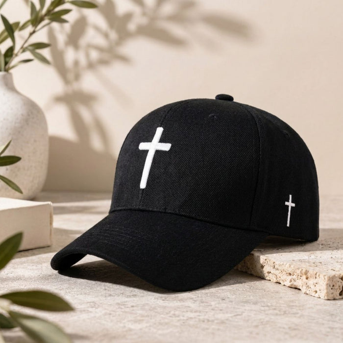 Cross Baseball Cap, Minimalist Faith Hat