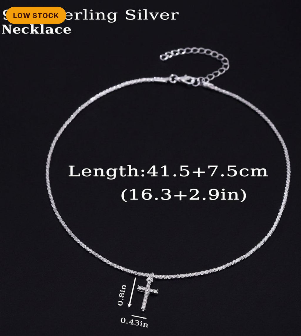 925 Sterling Silver Cross Necklace, Dainty Cross Pendant