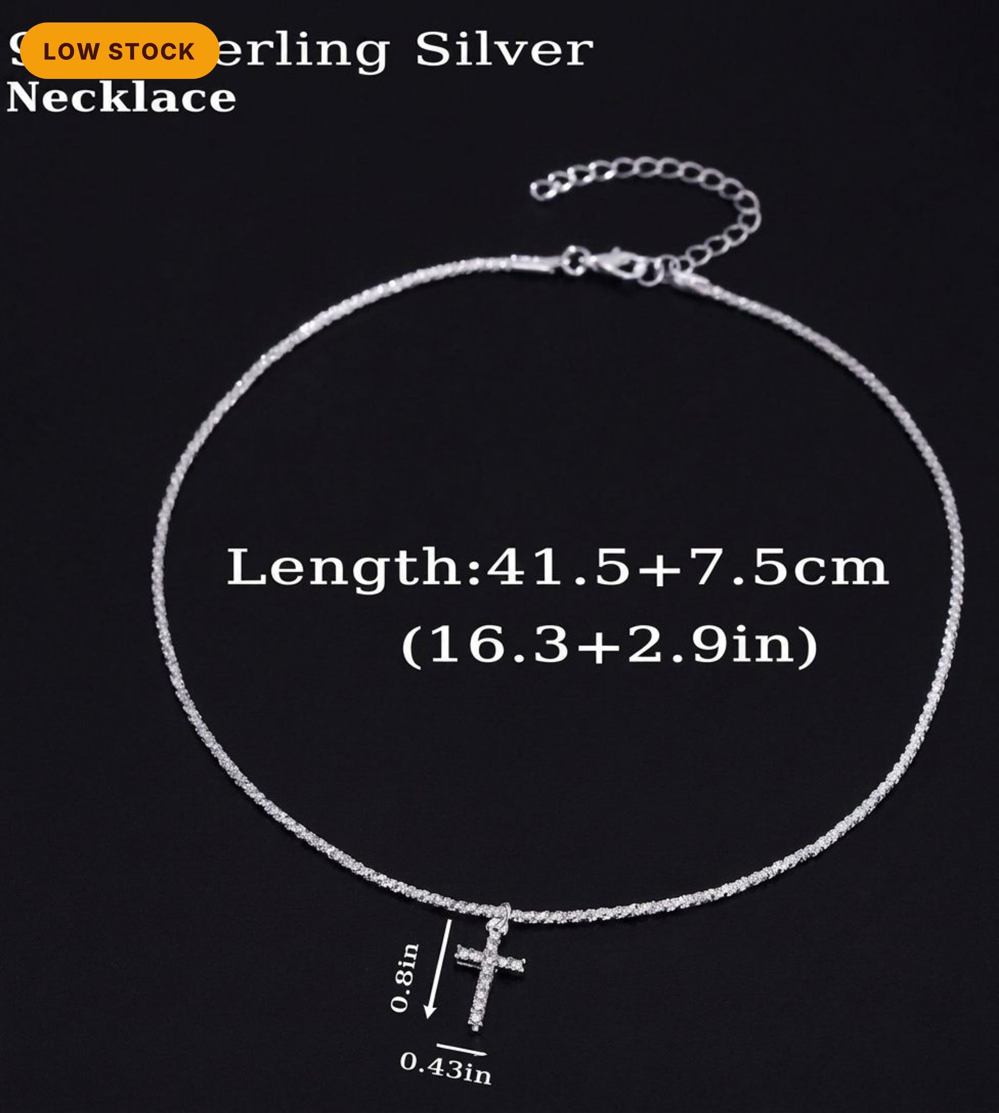 925 Sterling Silver Cross Necklace, Dainty Cross Pendant